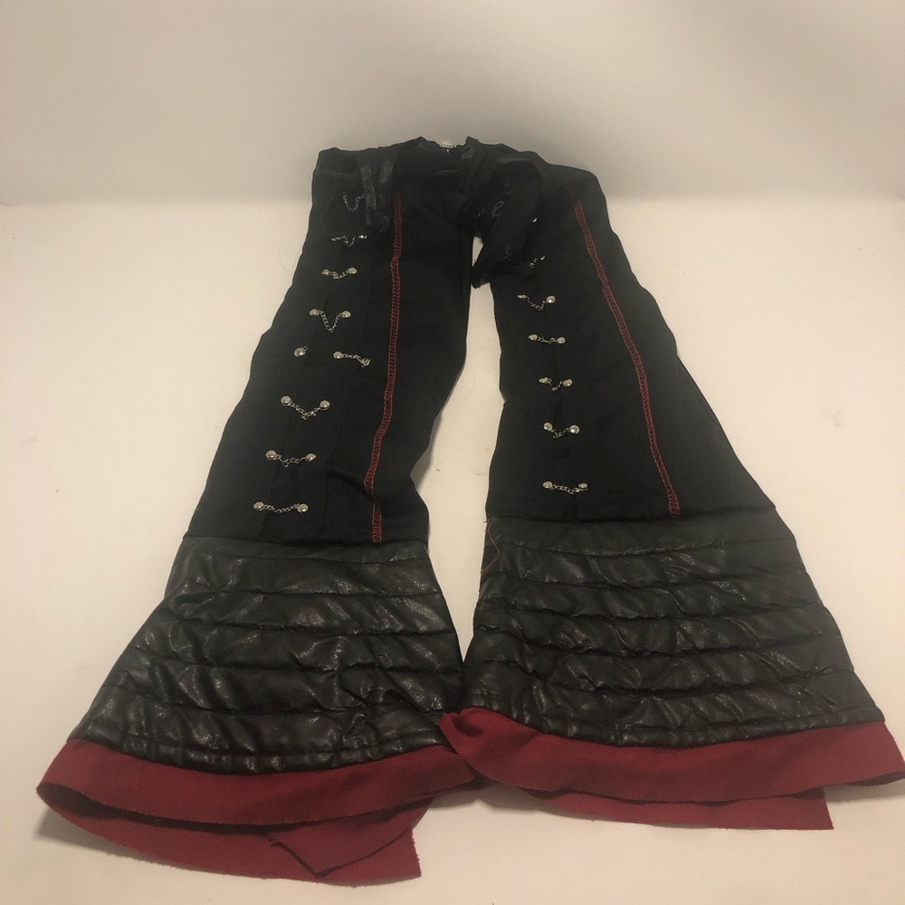 Women’s Black and Red Decorative Flared Leg Warmers